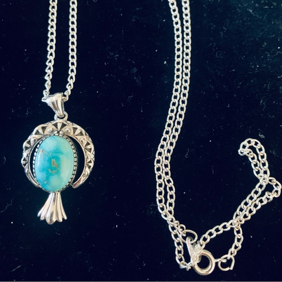 South Hill Turquoise Pendant in Sterling Silver on 18" Sterling Silver Chain NWT - Picture 2 of 8